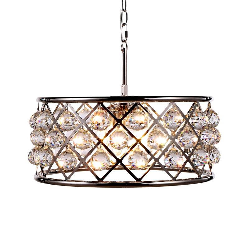 Hoop 5 Light 20" Polished Nickel Clear Crystal Chandelier & Led 9.00